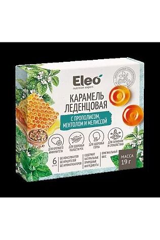 ЭКО-ПРОДУКТЫ Леденцы карамель с прополисом, ментолом и мелиссой (блистер) 19г #1187227