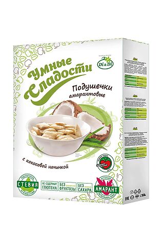 ЭКО-ПРОДУКТЫ Подушечки амарантовые 'УмСладости' с кокосовой начинкой 220г #1187288