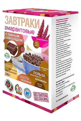 ЭКО-ПРОДУКТЫ Завтрак амарантовый с темным шоколадом 250г #1187486