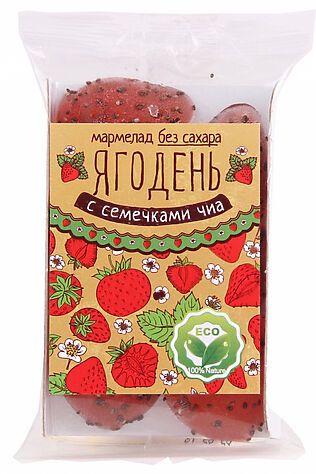 ЭКО-ПРОДУКТЫ Мармелад 'Ягодень' ассорти: Клубничный с семенами чиа 140г #1187654