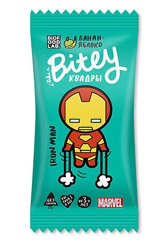 ЭКО-ПРОДУКТЫ Батончик Bitey Квадры Яблоко-Банан фруктово-овсяный 30г #1187683