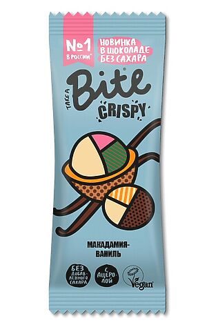 ЭКО-ПРОДУКТЫ Батончик Crispy в тёмном шоколаде 'Макадамия-Ваниль' 45г #1187727