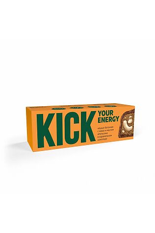 ЭКО-ПРОДУКТЫ Батончик 'KICK energy' кешью с какао и маслом апельсина в карамельном шоколаде 45г #1189269