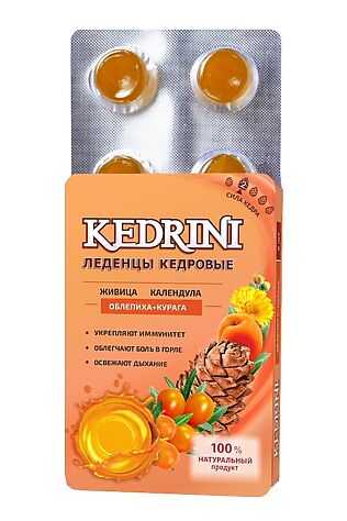 ЭКО-ПРОДУКТЫ Леденцы кедровые с облепихой и курагой Kedrini 6*3,2 #1189573