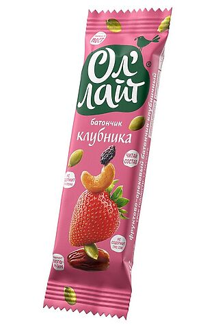 ЭКО-ПРОДУКТЫ Батончик фруктово-ореховый Ол`Лайт клубничный 30г #1189792