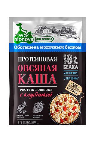 ЭКО-ПРОДУКТЫ Каша овсяная протеиновая Bionova с клубникой 40г #1189820