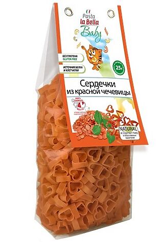 ЭКО-ПРОДУКТЫ Макароны Сердечки из красной чечевицы 250г #1189877