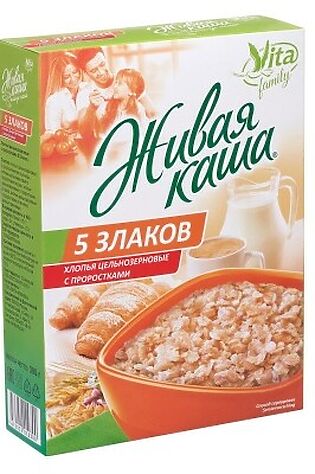 ЭКО-ПРОДУКТЫ Каша живая 'Vita' '5 злаков' МИКС пророщенное зерно+хлопья 300г #1190529