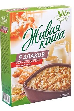 ЭКО-ПРОДУКТЫ Каша живая 'Vita' '6 злаков' МИКС пророщенное зерно+хлопья 300г #1190531