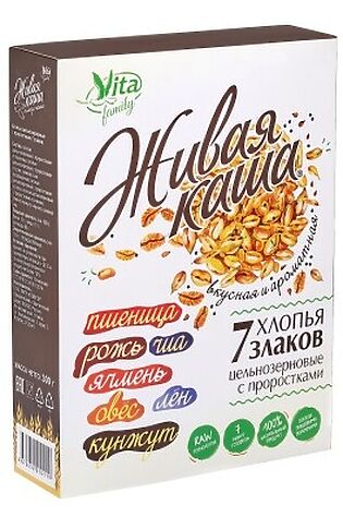 ЭКО-ПРОДУКТЫ Каша живая 'Vita' '7 злаков' пр зерно+хлопья+чиа+кунжут 300г #1190533