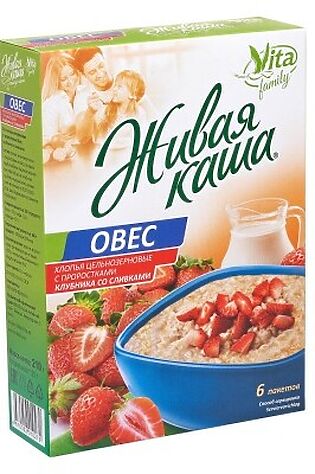 ЭКО-ПРОДУКТЫ Каша овсяная 'Vita' ц/з овёс клубника со сливками 6порций, 210г #1190535