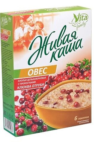 ЭКО-ПРОДУКТЫ Каша овсяная 'Vita' ц/з овёс отруби с клюквой 6порций, 210г #1190536