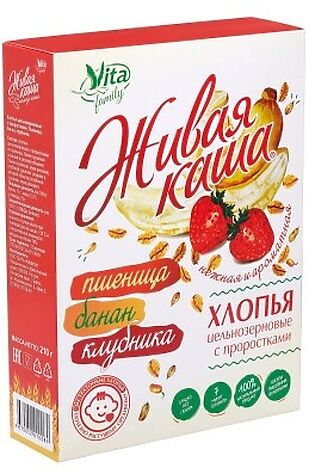 ЭКО-ПРОДУКТЫ Каша пшеничная 'Vita' ц/з пшеница банан, клубника 210г #1190539