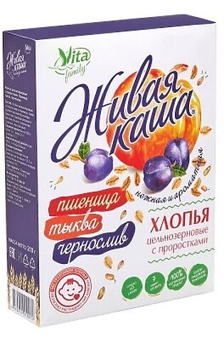 ЭКО-ПРОДУКТЫ Каша пшеничная 'Vita' ц/з пшеница тыква, чернослив 210г #1190540