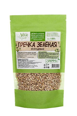 ЭКО-ПРОДУКТЫ Зеленая гречка 'Vita'пророщенная, без глютена 180г #1190543
