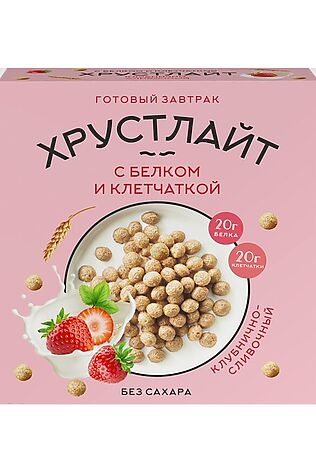 ЭКО-ПРОДУКТЫ Завтрак 'Хрустлайт' клубнично-сливочный с белком и клетчаткой 100г #1190925