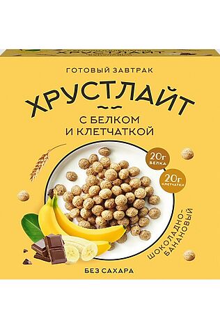 ЭКО-ПРОДУКТЫ Завтрак 'Хрустлайт' шоколадно-банановый с белком и клетчаткой, 100г 12 мес 1/10 #1190926