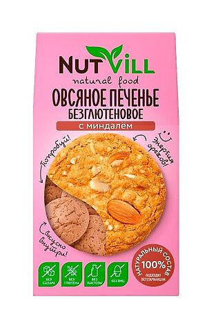 ЭКО-ПРОДУКТЫ Печенье овсяное с миндалём без сахара и глютена 85г #1191341