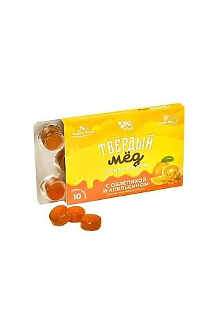 ЭКОПРОДУКТЫ Карамель твёрдый мёд Облепиха и апельсин 30г  #1194279