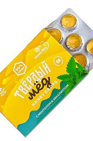ЭКОПРОДУКТЫ Карамель твёрдый мёд Эвкалипт 99% мёда 30г #1194284