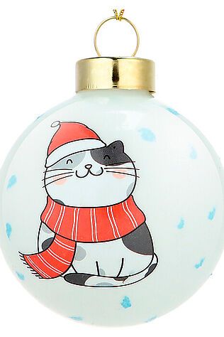 URAL TOYS Новогоднее украшение. Елочный стеклянный шар 'Котик в шарфике' 6см #1204258
