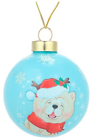 URAL TOYS Новогоднее украшение. Елочный стеклянный шар 'Милый чау-чау' 6см #1204260