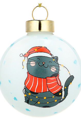 URAL TOYS Новогоднее украшение. Елочный стеклянный шар 'Серый котик' 6см #1204266