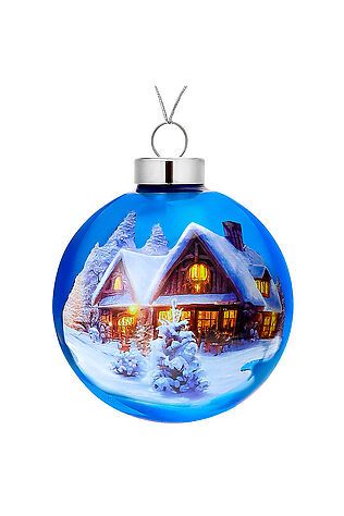 URAL TOYS Новогоднее украшение. Елочный стеклянный шар 'Домик в снегу' 8см #1204273