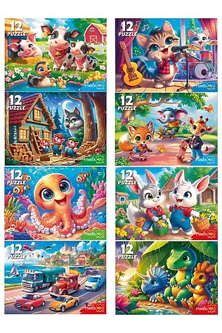 URAL TOYS Пазлы 12 'Милые истории №2' (8 шт в шоубоксе) #1206005