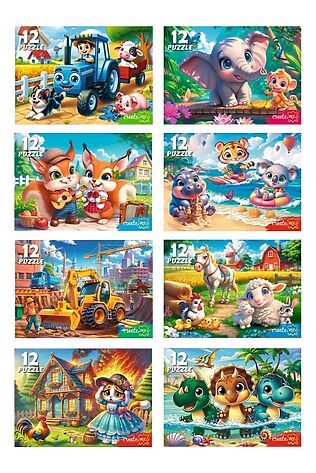URAL TOYS Пазлы 12 'Милые картинки №2' (8 шт в шоубоксе) #1206010