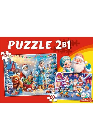 URAL TOYS Пазлы 2 в 1. 60 и 104 'Новогодние развлечения' #1206020