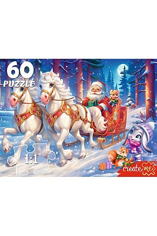 URAL TOYS Пазлы 60 'Новогодняя упряжка' #1206284
