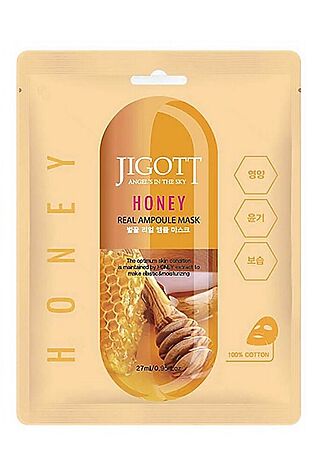 KRISTALLER Jigott Ампульная тканевая маска с прополисом и мёдом / Honey Real Ampoule Mask, 27 мл УЦЕНКА #1217347