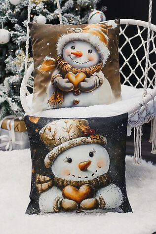 НАТАЛИ Наволочка декоративная новогодняя 2 шт 3D эффект велюр #1221261