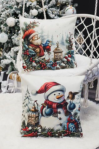 НАТАЛИ Наволочка декоративная новогодняя 2 шт рогожка #1221264