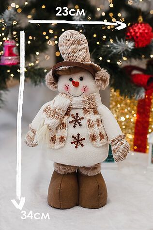 НАТАЛИ Игрушка новогодняя с выдвижными ногами Снеговик в наушниках в шляпе #1224714