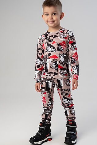 PLAYTODAY Термокомплект трикот. для мальчиков: фуфайка (футболка) с длин. рук, брюки для эпизод. использования #1226889