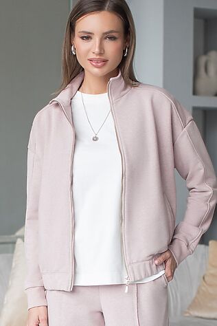 VILATTE Бомбер среднего объема на молнии из петельчатого футера двухнитки с эластаном #1228035