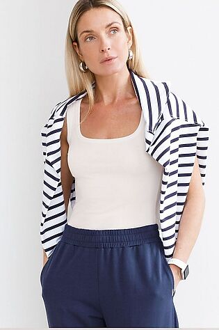 VILATTE Топ облегающий из эластичного хлопка с квадратным вырезом каре #1228105