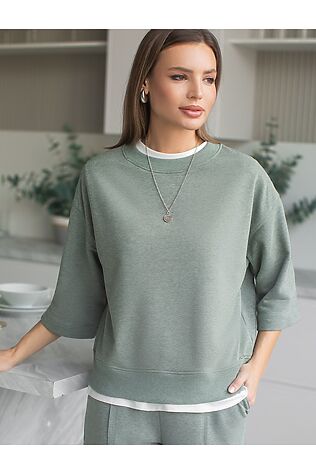 VILATTE Свитшот свободный из петельчатого футера двухнитки с эластаном #1228122