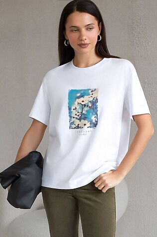 VILATTE Свободная футболка с принтом из премиального хлопка с эластаном #1228127