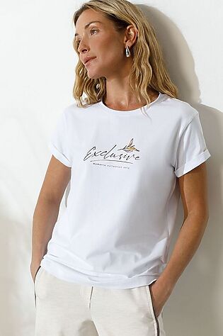 VILATTE Свободная футболка с принтом из премиального хлопка с эастаном #1228136