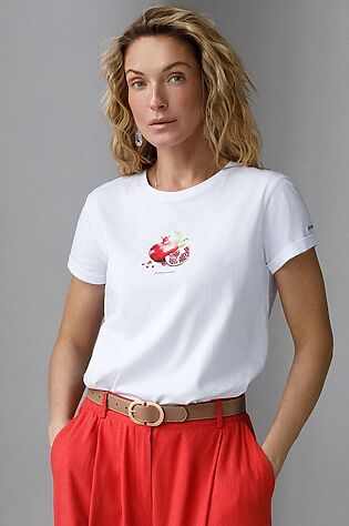 VILATTE Свободная футболка с принтом из премиального хлопка с эастаном #1228138