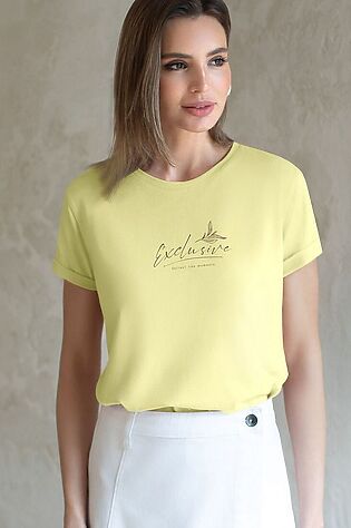 VILATTE Свободная футболка с принтом из премиального хлопка с эастаном #1228140