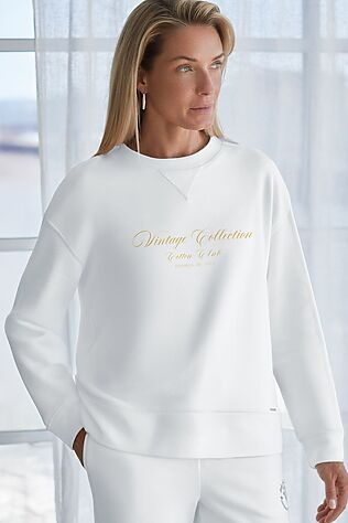 VILATTE Свободный свитшот с принтом и разрезами из эластичного футера двухнитки без начеса #1228147