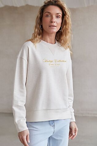 VILATTE Свободный свитшот с принтом и разрезами из эластичного футера двухнитки без начеса #1228148