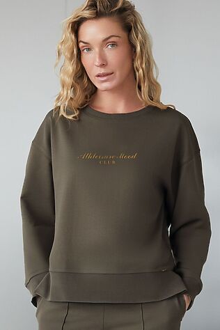 VILATTE Свободный свитшот с принтом и разрезами из эластичного футера двухнитки без начеса #1228149