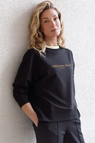 VILATTE Свободный свитшот с принтом и разрезами из эластичного футера двухнитки без начеса #1228150