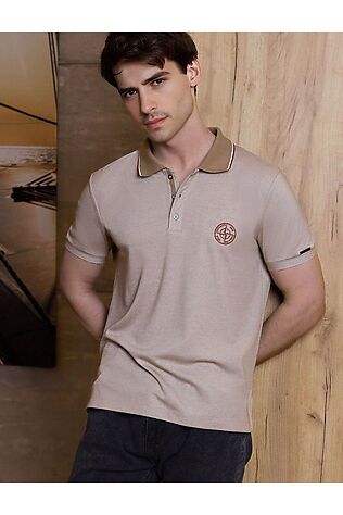 VILATTE Футболка поло с воротником на пуговицах из полотна пике с меланжевым плетением с эластаном #1228371