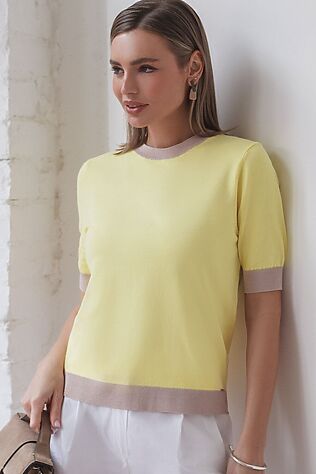 VILATTE Джемпер с коротким рукавом тонкой вязки из вискозы с люрексом #1229080